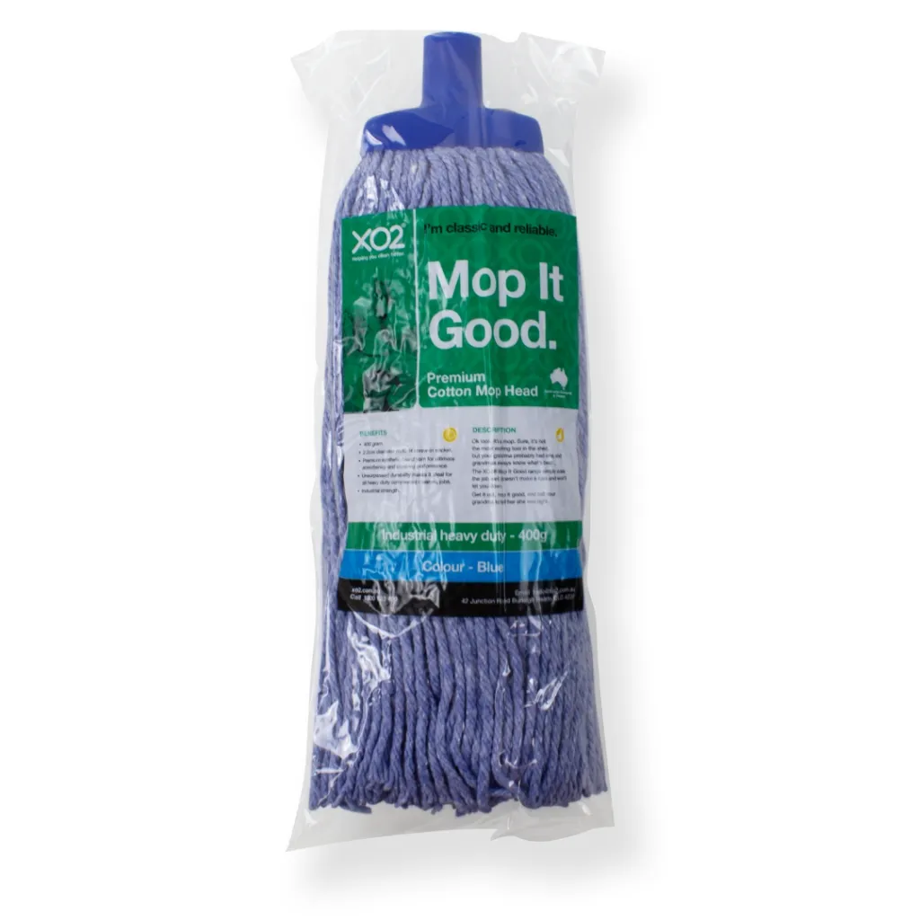 Product Image - AC513212 - XO2® 'Mop It Good' 400g Premium Cotton Mop Head - Blue (2).webp