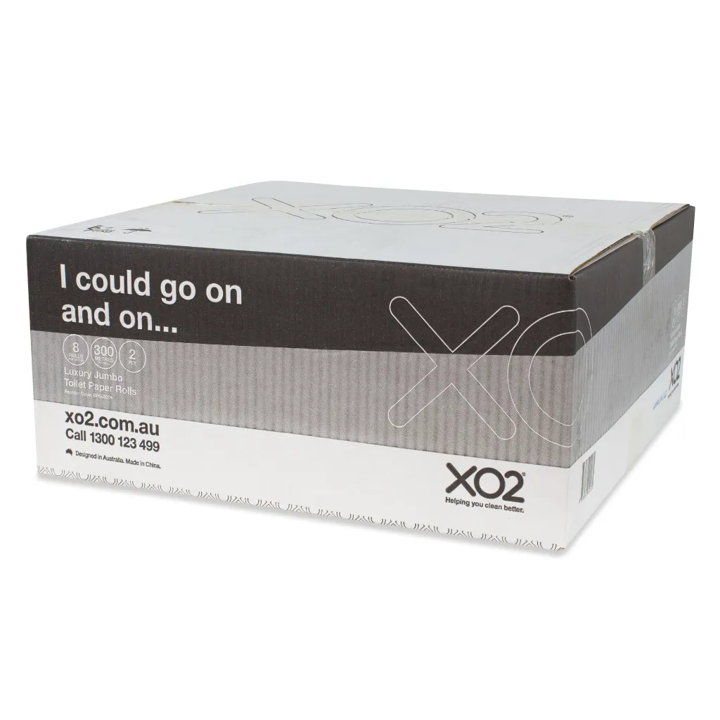 Product Image - BP065204 - XO2® 2ply 300m Luxury Jumbo Toilet Paper Rolls.webp