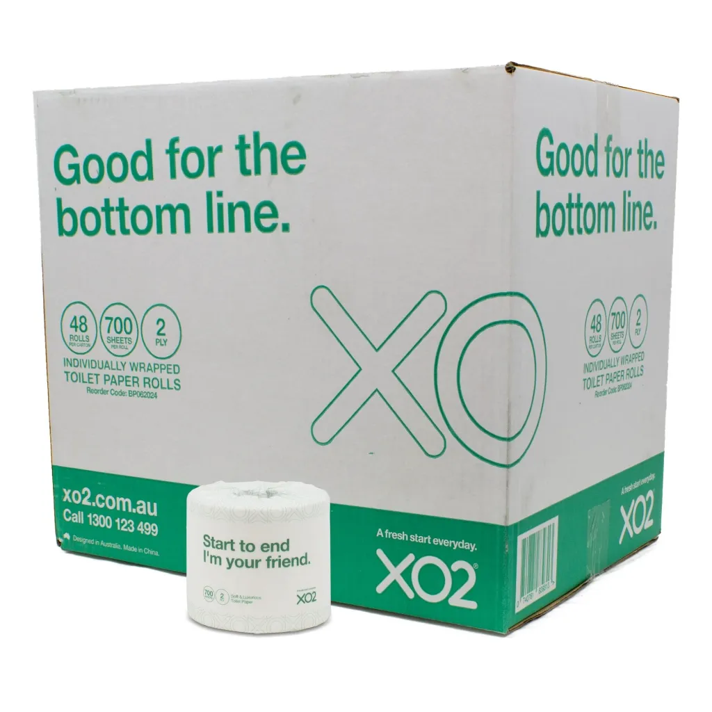 Product Image - BP062024 - XO2® 2ply 700 Sheet Toilet Paper Rolls - Individually Wrapped (3).webp
