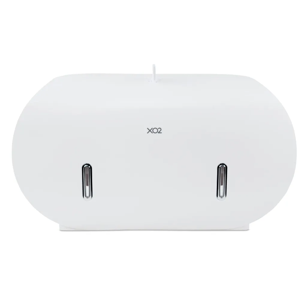 Product Image - BP070612 - XO2® White Double Jumbo Toilet Roll Dispenser - 2 Roll Capacity.webp