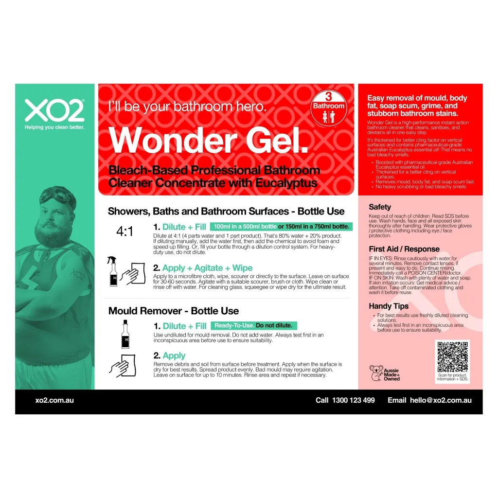 XO2 Product Wall Chart - Wonder Gel - V1 Surface Cleaning + Mould Remover.webp