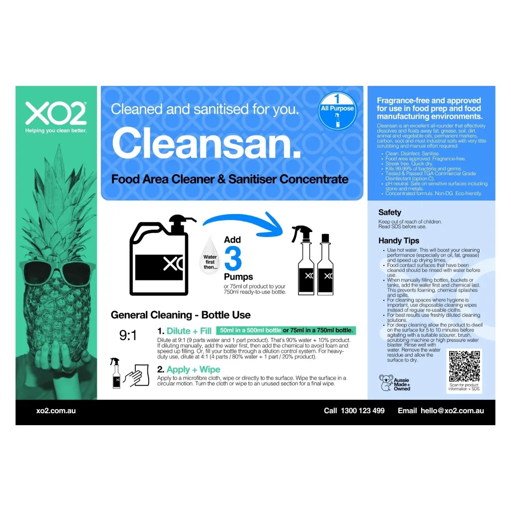 XO2 Product Wall Chart - Cleansan - V2 Surface Wiping - Bottle Use.webp