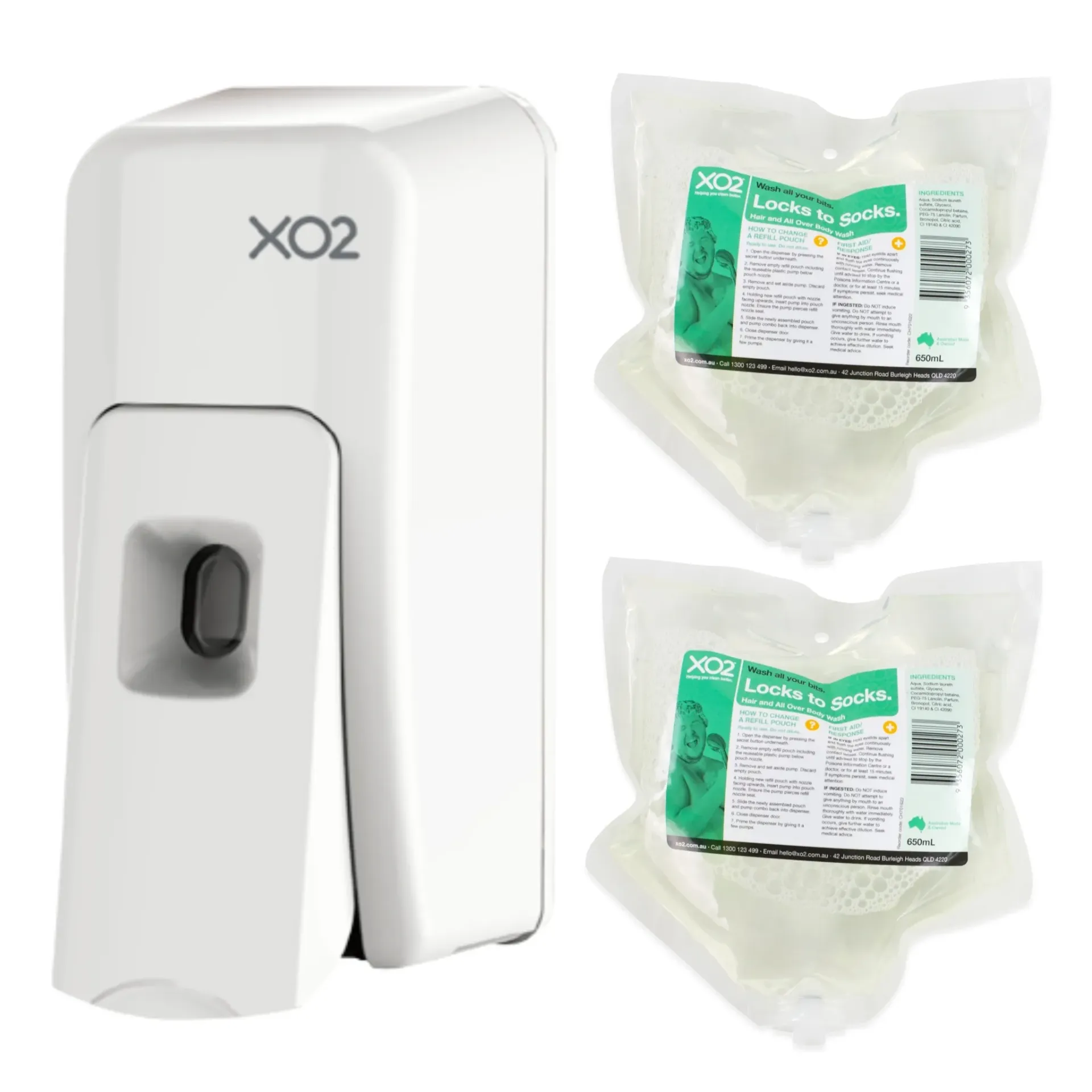 Locks To Socks - Hand, Hair & All Over Body Wash Dispenser Starter Kit