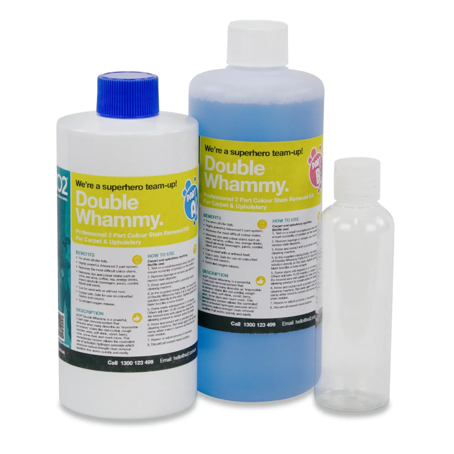 [CH612814] Double Whammy - Professional 2 Part Colour Stain Removal Kit For Carpet & Upholstery (Small Kit - 1 x Part A 500ml & 1 x Part B 500ml)