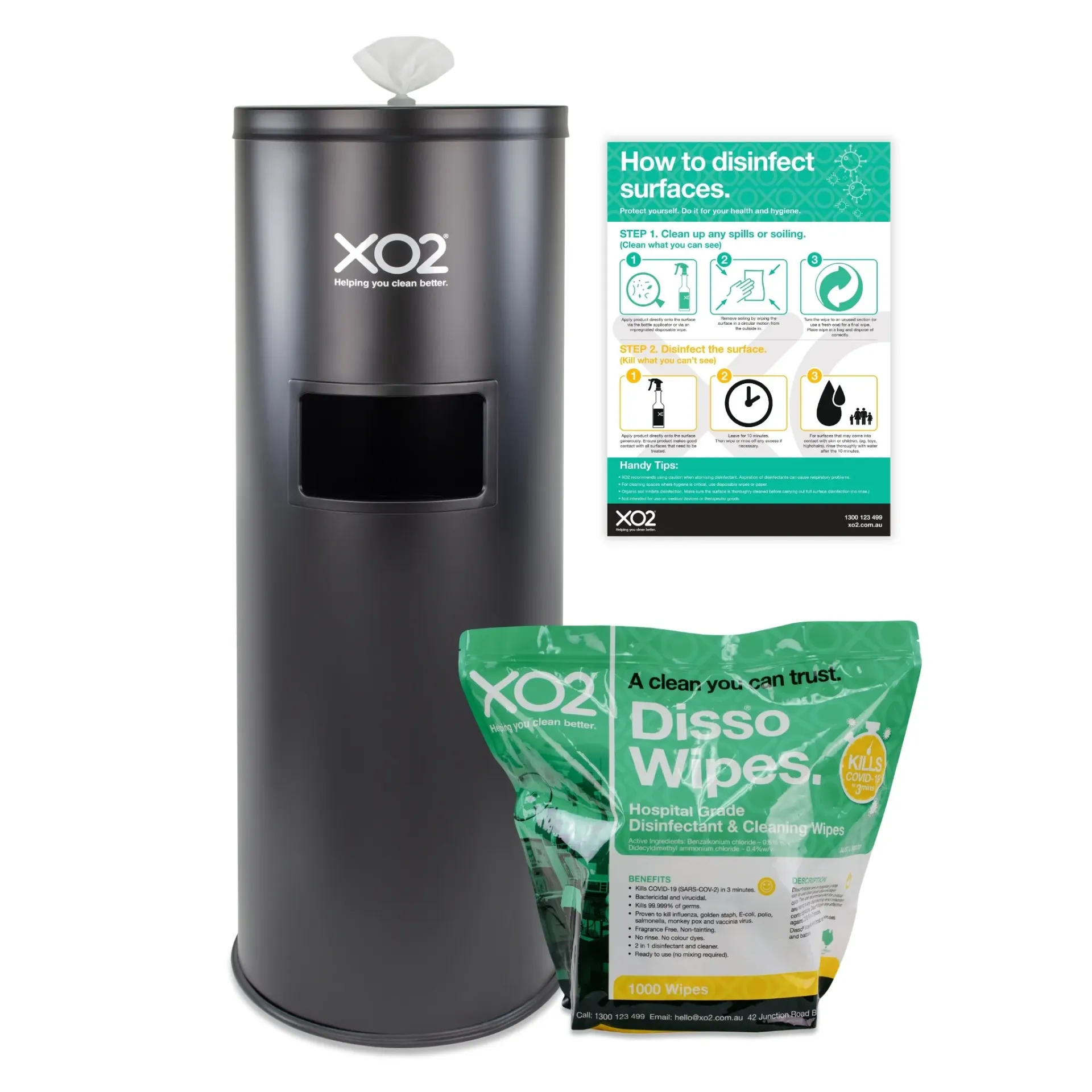 Disso® Surface Disinfectant Wipes Mobile Station Starter Kit - Kills COVID-19, TGA Listed