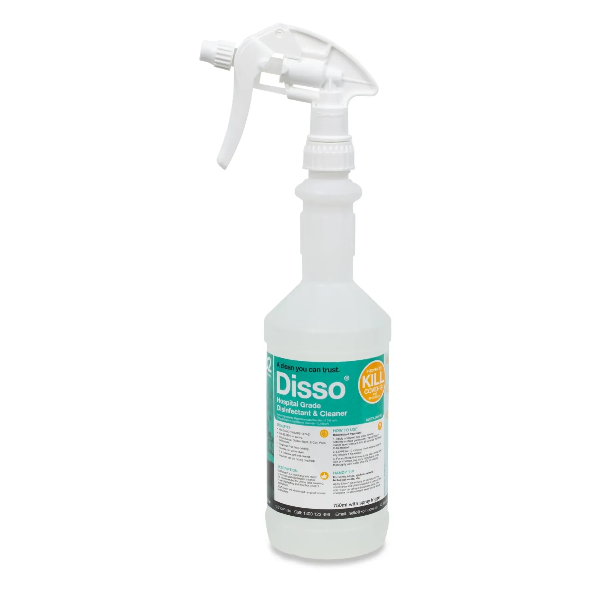 [CH890121] Disso® Hospital Grade Disinfectant & Cleaner - Kills COVID-19, TGA Listed (750ml with Spray Trigger)