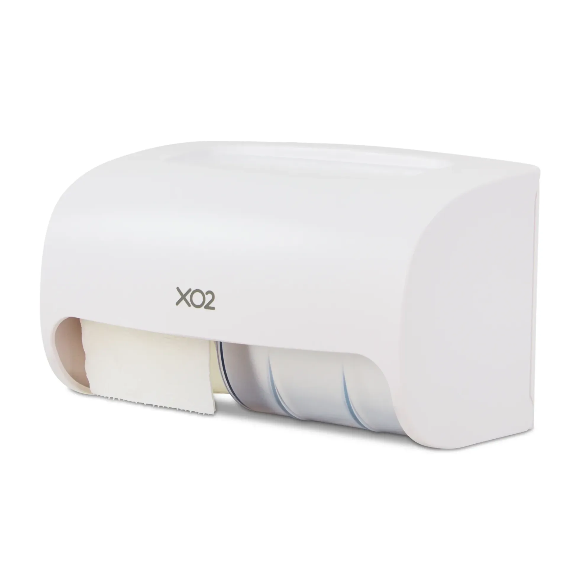 XO2® White Dual Toilet Roll Dispenser - 2 Standard Roll Capacity