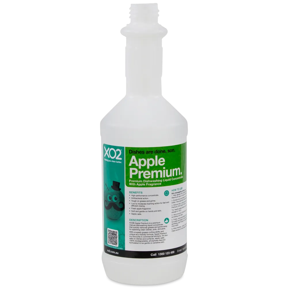 750ml Apple Premium Labelled Empty Bottle - Refillable & Recyclable (Lids & Squirt Caps not included)