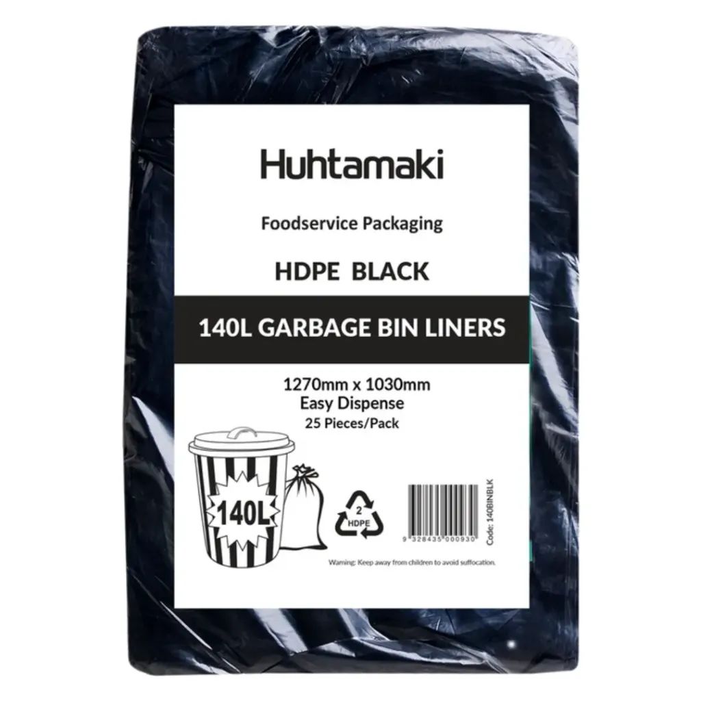 140L Black Garbage Bags - Heavy Duty