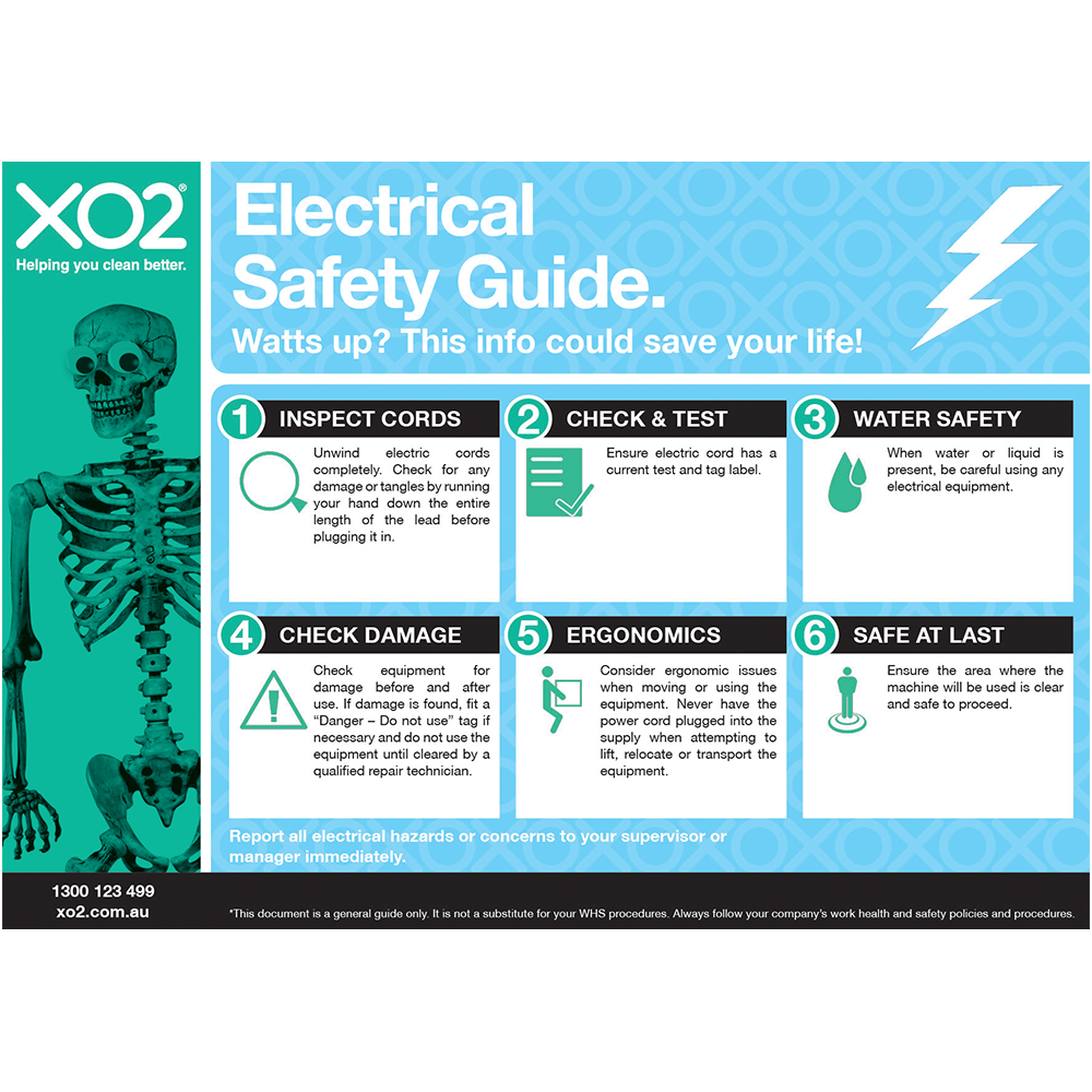 [TD400125] XO2® 'Electrical Safety Guide' Safety Sign - Splash Resistant