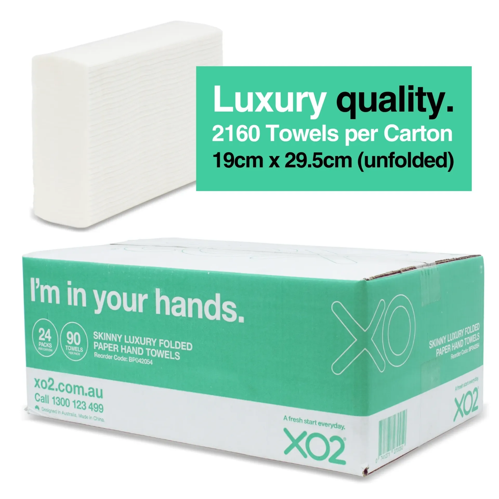 [BP042054] XO2® Skinny Luxury Folded Paper Hand Towels