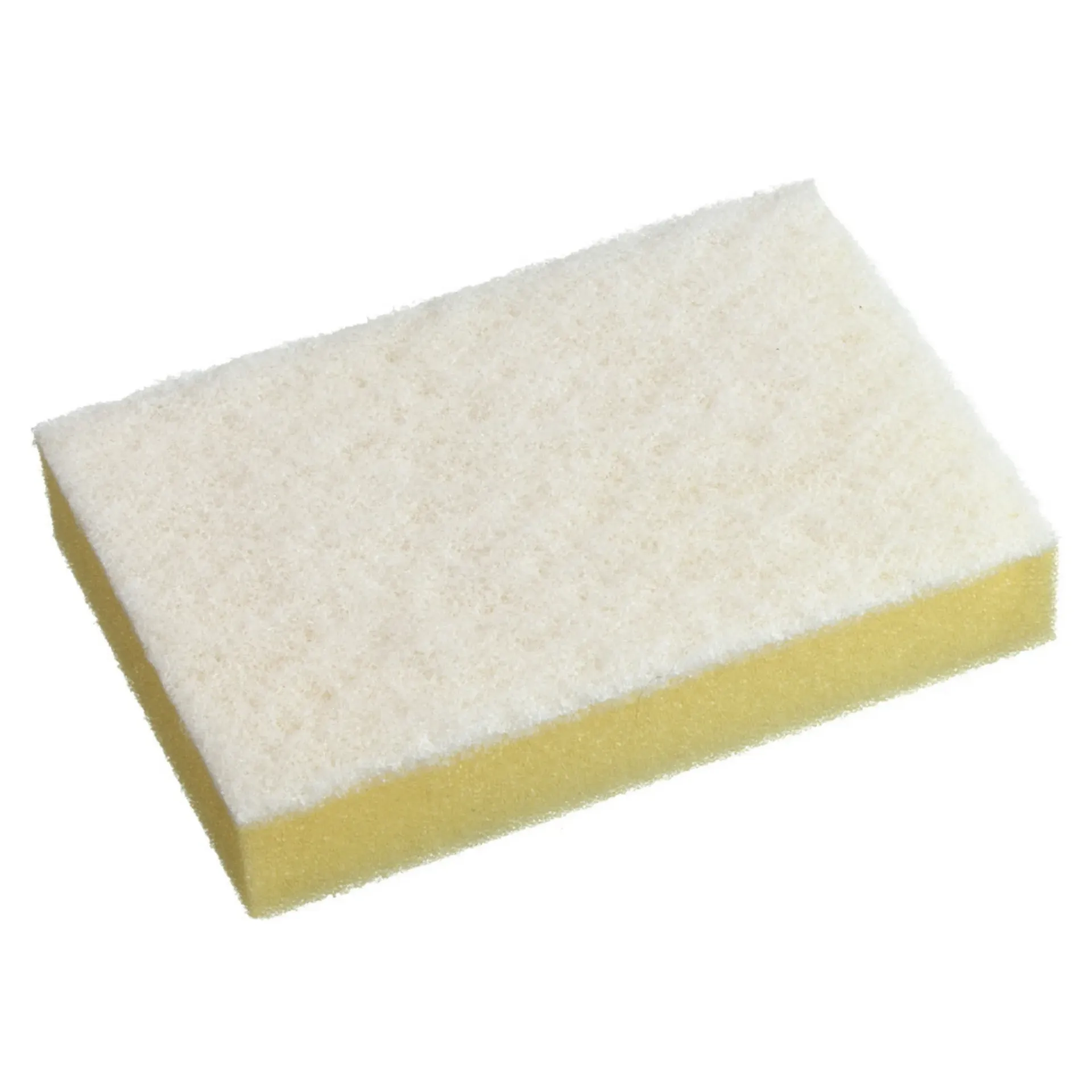 [AC125512] 10cm x 15cm White Scourer on a Yellow Sponge