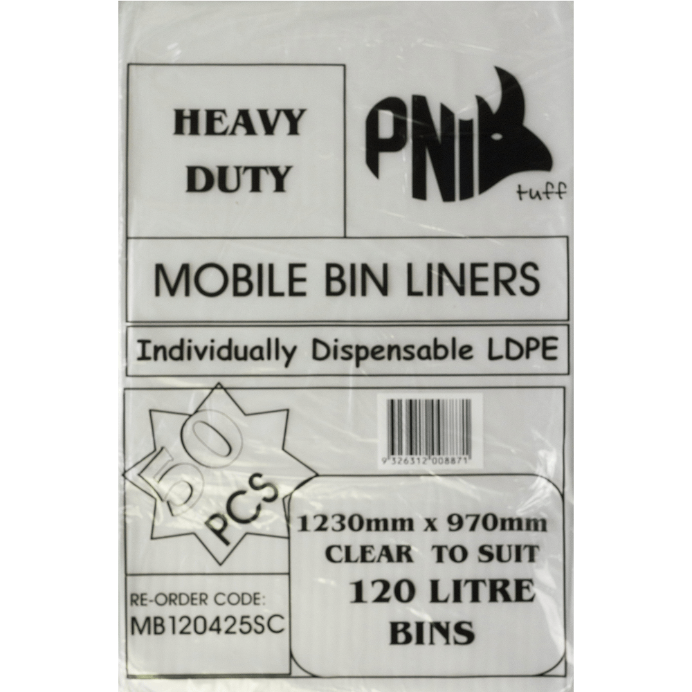 [MB120425SC] 120L-140L Clear Garbage Bags - Heavy Duty