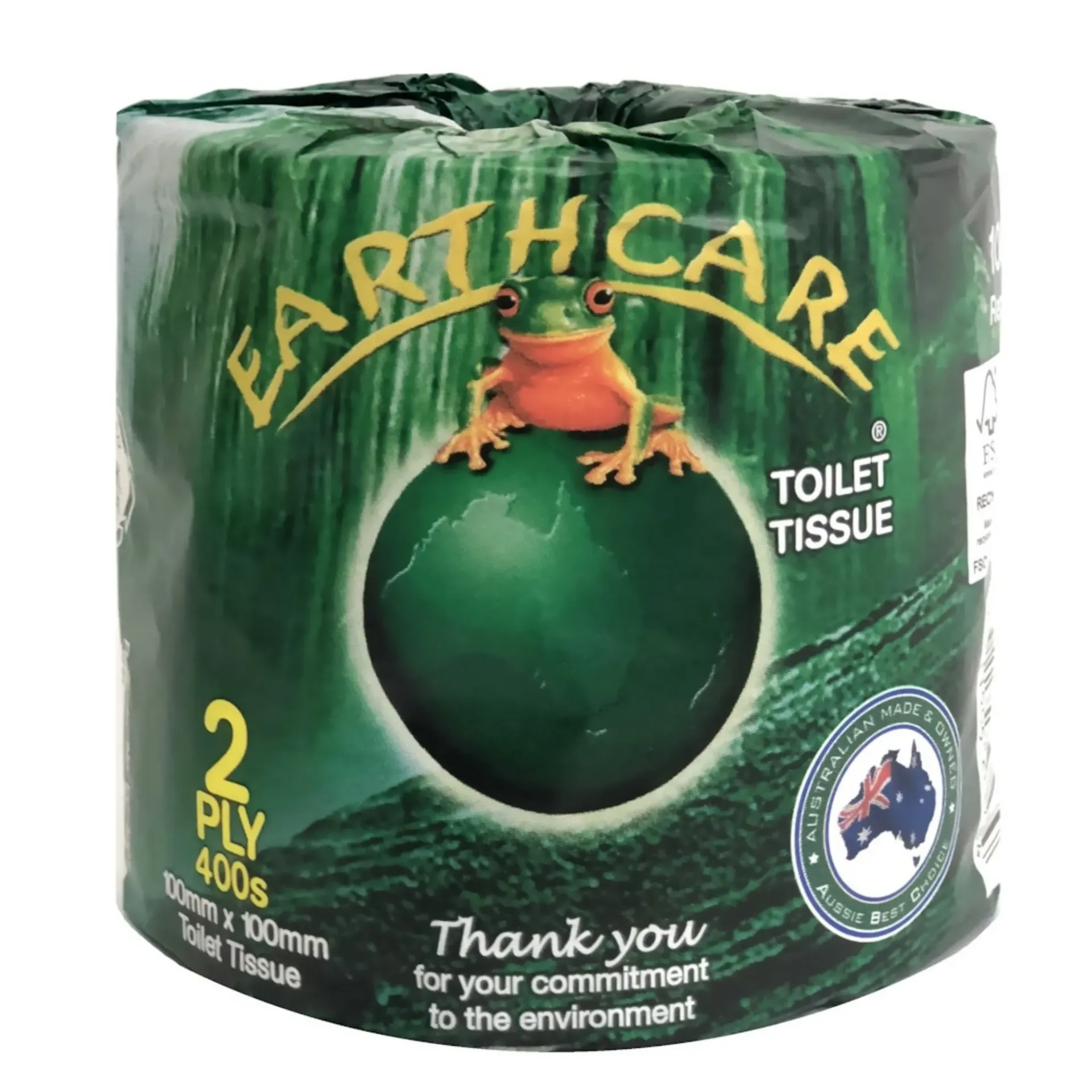 [EC-4001] Earthcare 2ply 400 Sheet Toilet Paper Rolls - Individually Wrapped, 100 Percent FSC Recycled Paper