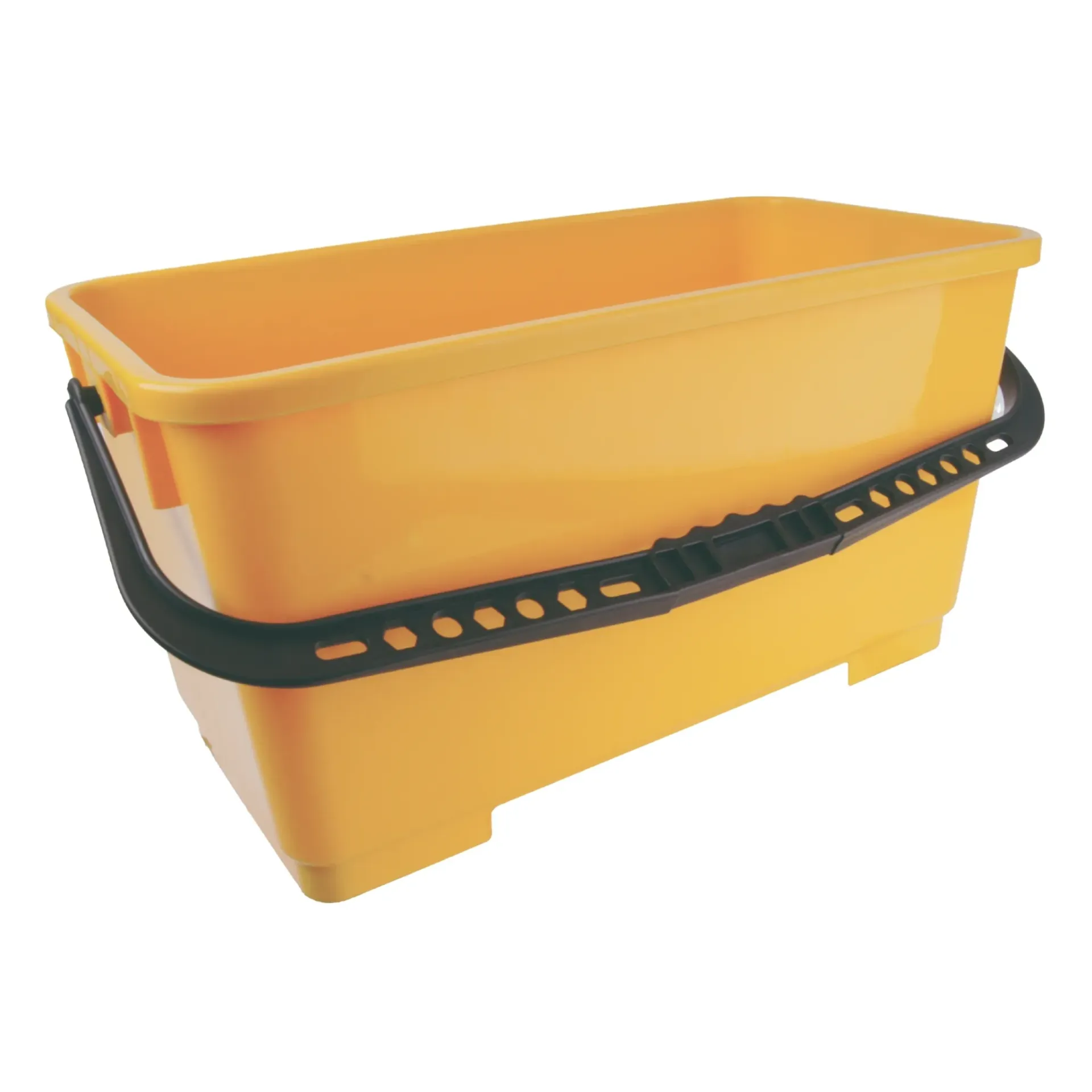 [AC101312] 22L Yellow Plastic Rectangular Window Cleaning Bucket - With Black Handle