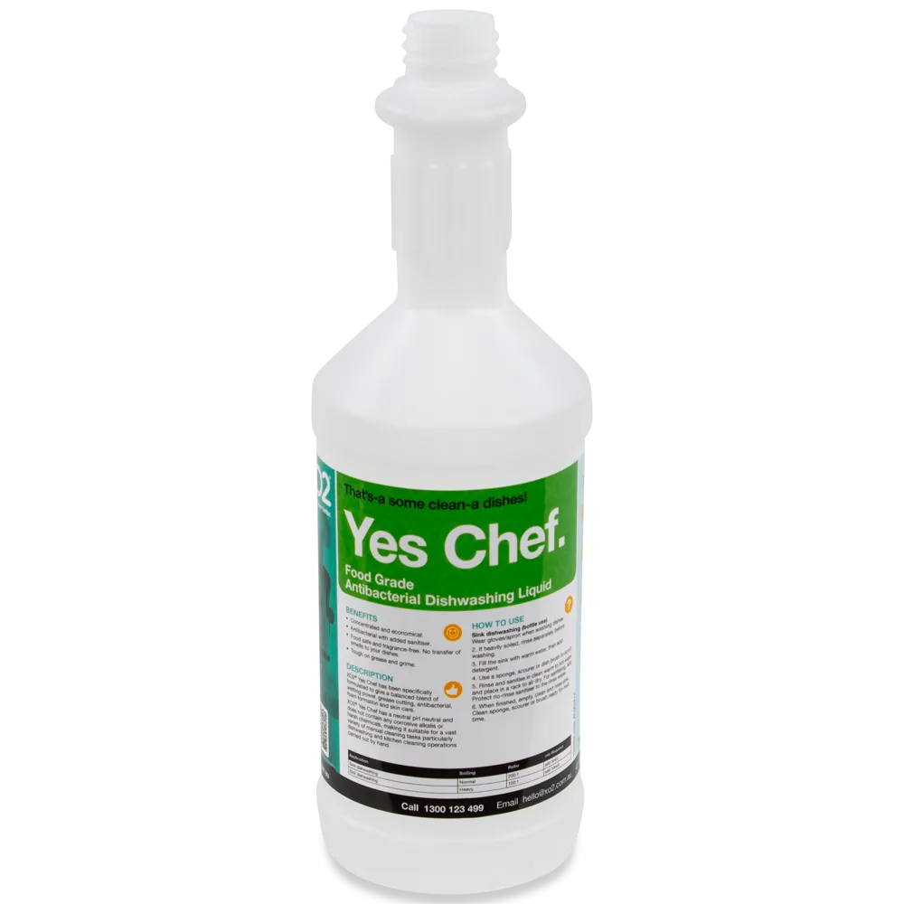 [AC002214] 750ml Yes Chef Labelled Empty Bottle - Refillable & Recyclable (Lids & Squirt Caps not included)