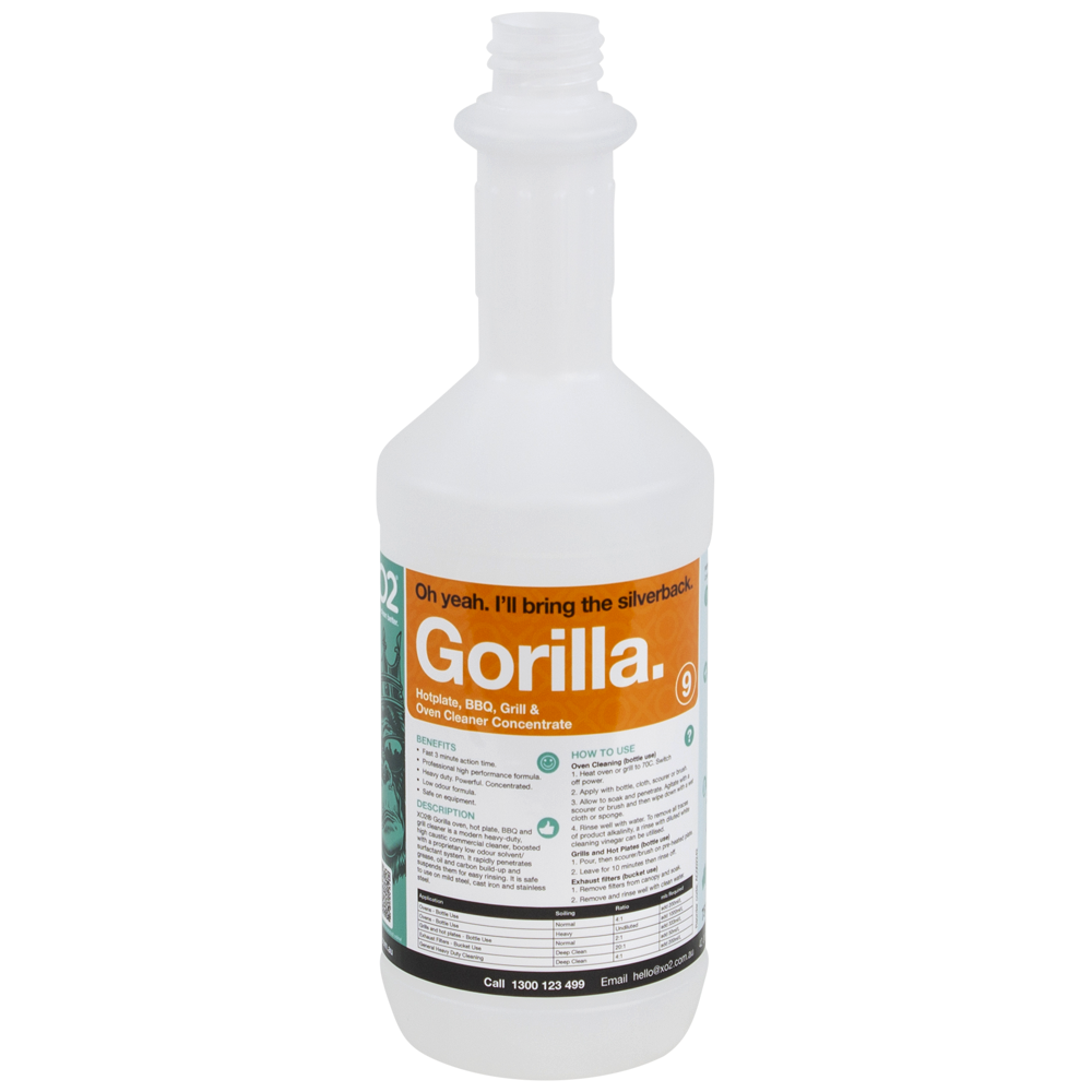 [AC002242] 750ml Gorilla Labelled Empty Bottle - Refillable & Recyclable (Lids & triggers not included)