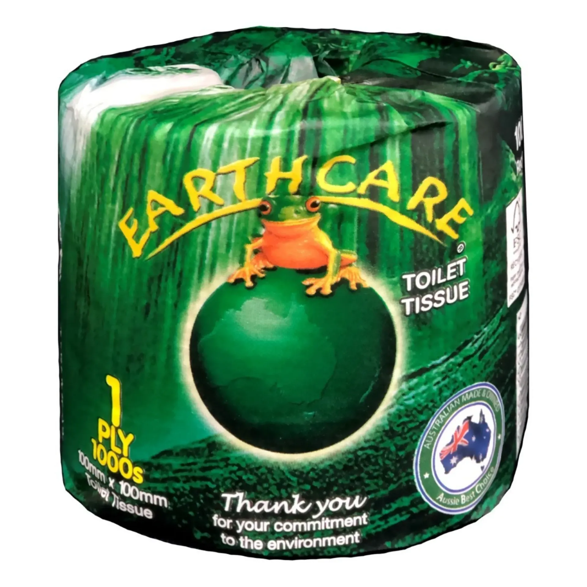 [EC-10001] Earthcare 1ply 1000 Sheet Toilet Paper Rolls - Individually Wrapped, 100 Percent FSC Recycled Paper