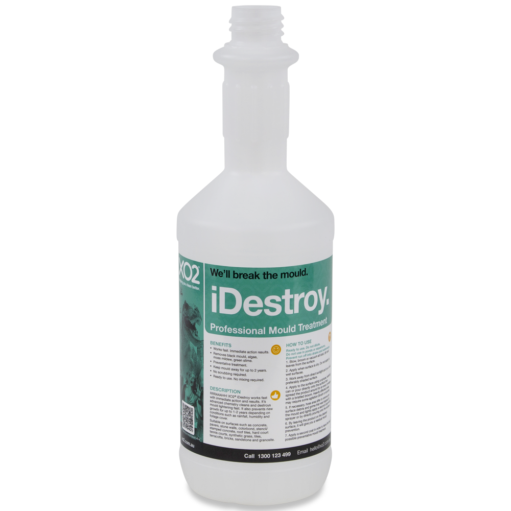 [AC002272] 750ml iDestroy Labelled Empty Bottle - Refillable & Recyclable (Lids & Squirt Caps not included)