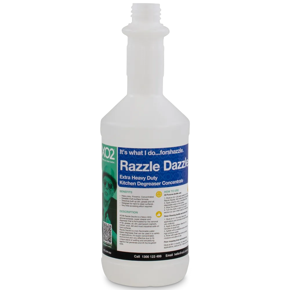 [AC002248] 750ml Razzle Dazzle Labelled Empty Bottle - Refillable & Recyclable (Trigger not included)