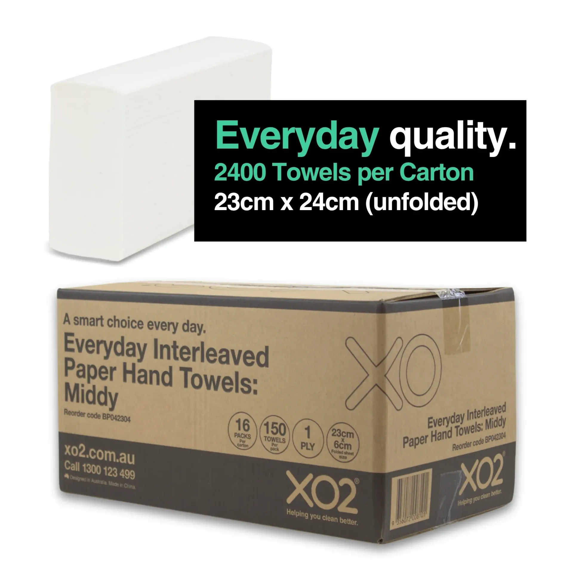 [BP042304] XO2® Everyday Interleaved Paper Hand Towels: Middy