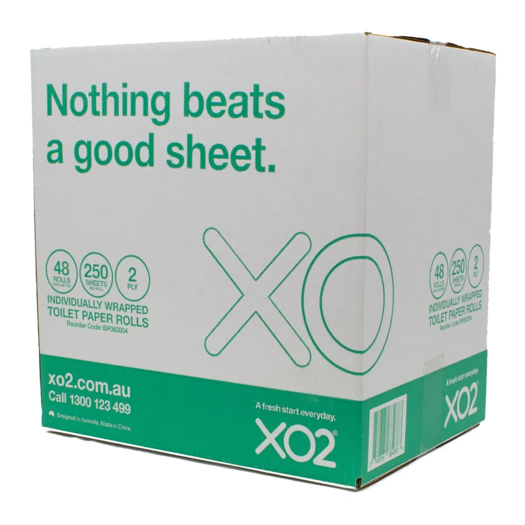 Product Image - BP062004 - XO2® 2ply 250 Sheet Toilet Paper Rolls - Individually Wrapped (2).webp