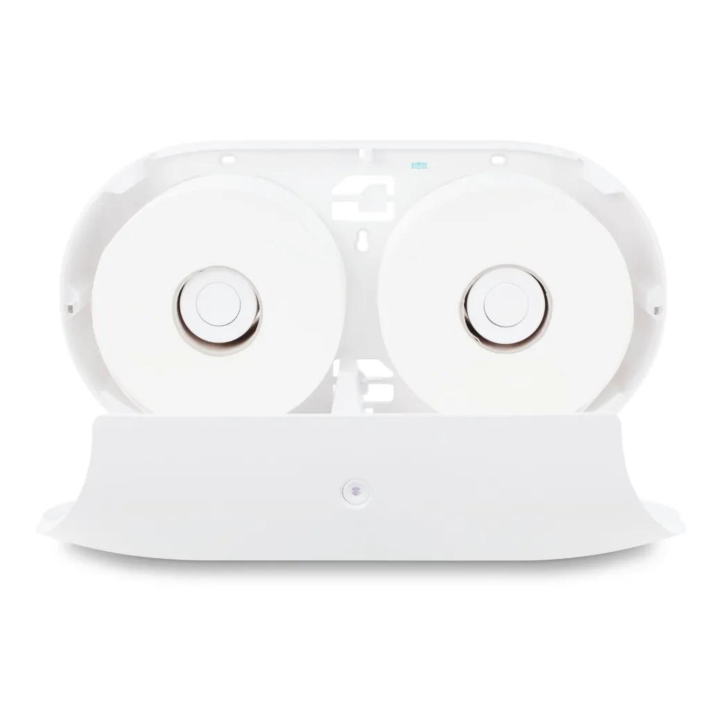 Product Image - BP070612 - XO2® White Double Jumbo Toilet Roll Dispenser - 2 Roll Capacity (1).webp