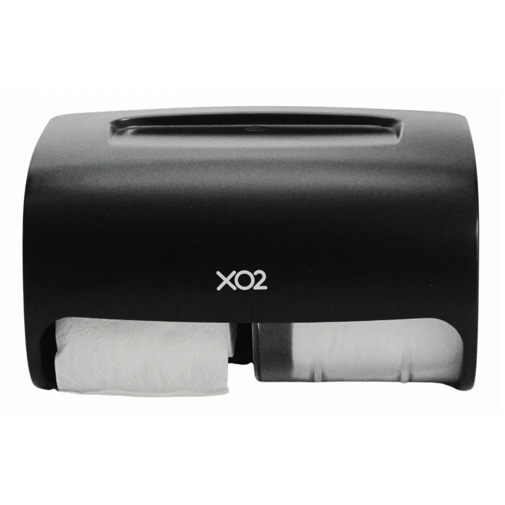 Product Image - BP070314 - XO2® Black Dual Toilet Roll Dispenser - 2 Standard Roll Capacity (1).webp