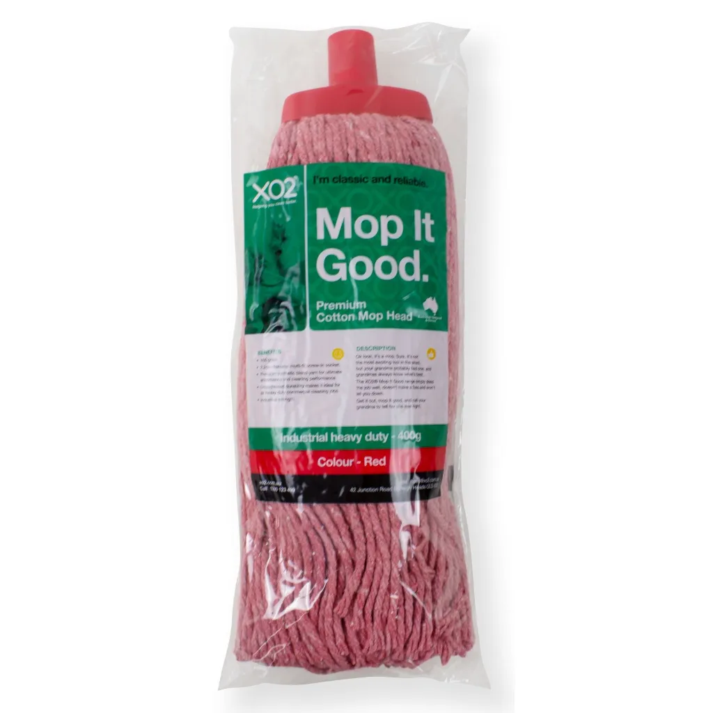 Product Image - AC513222 - XO2® 'Mop It Good' 400g Premium Cotton Mop Head - Red (2).webp