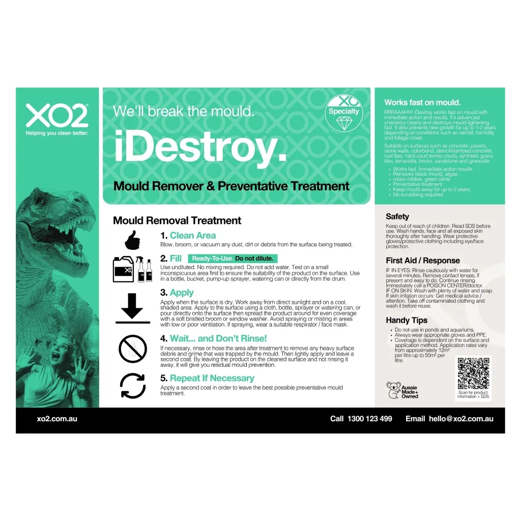 XO2 Product Wall Chart - iDestroy - V1 Mould Removal.webp