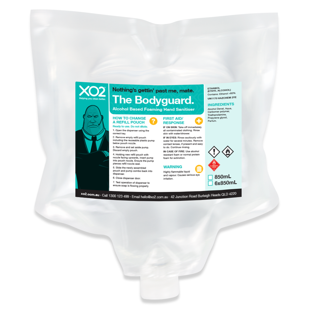 XO2® 'The Bodyguard' Touch Free Table Top Hand Sanitiser Station Starter Kit