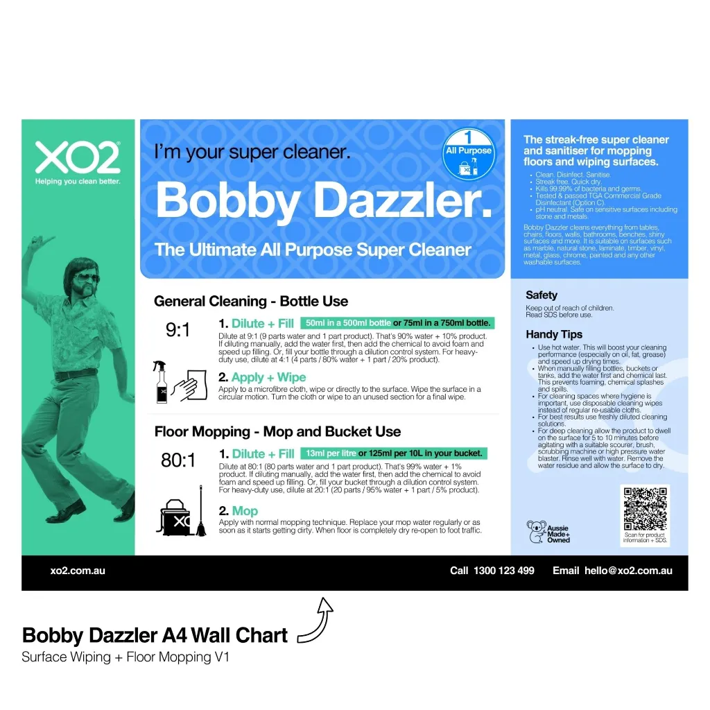 XO2 Product Wall Chart - Bobby Dazzler - V1 Surface Wiping + Floor Mopping - Website Only Square Image.webp