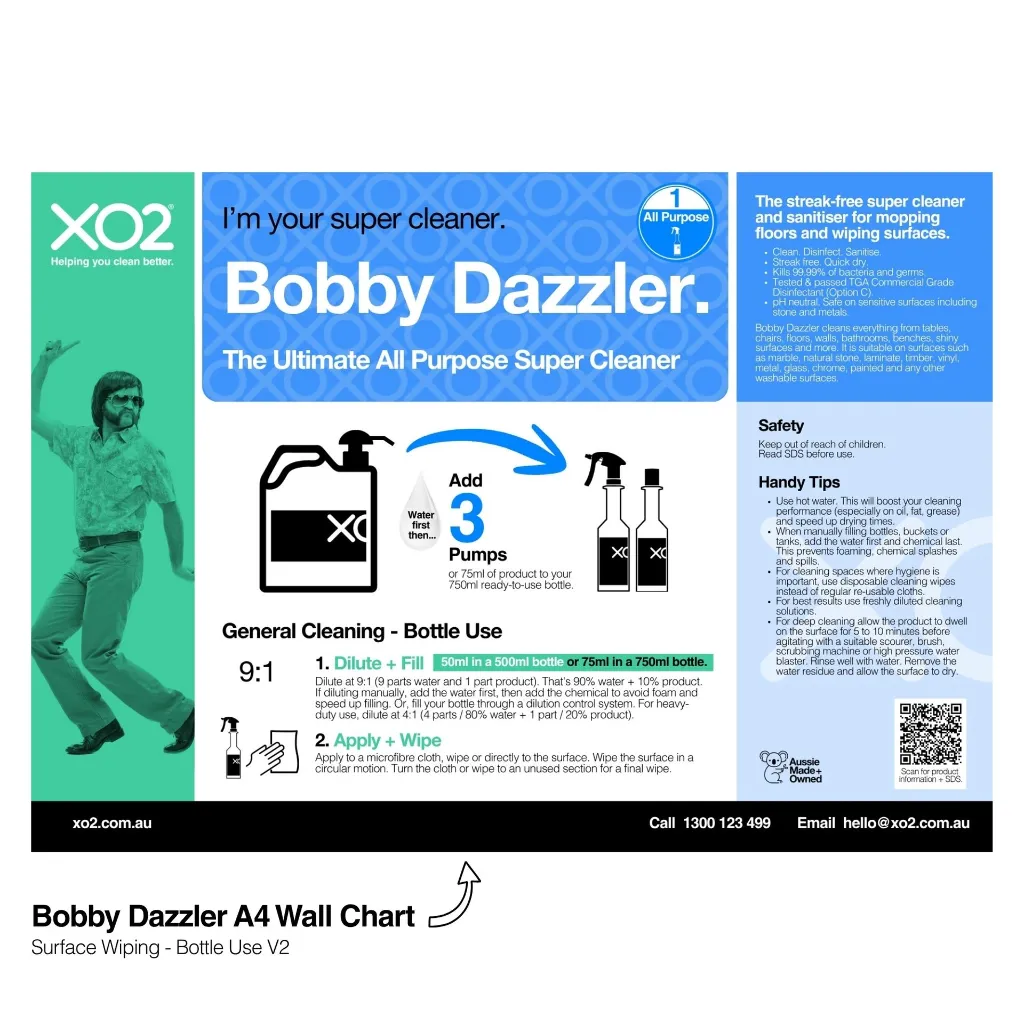 XO2 Product Wall Chart - Bobby Dazzler - V2 Surface Wiping - Bottle Use - Website Only Square Image.webp