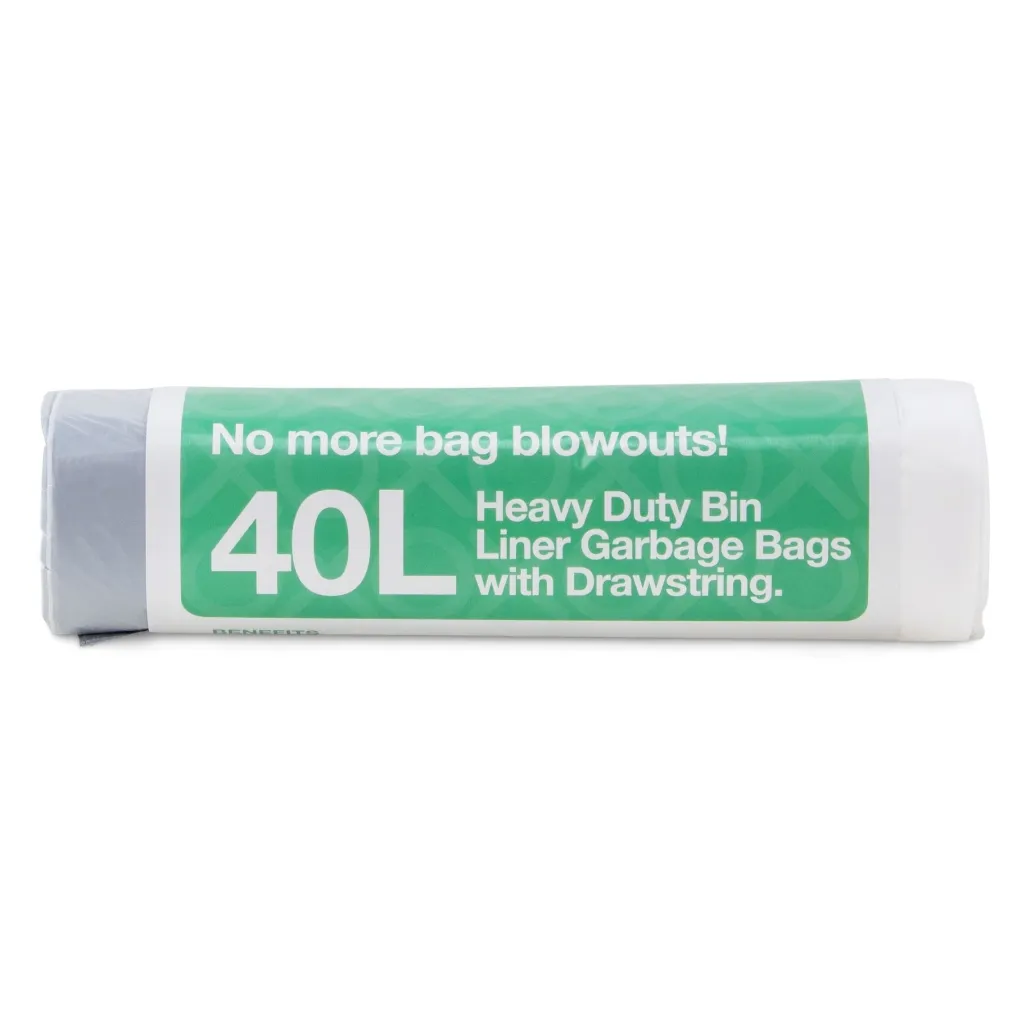 Product Image - WM011012 - XO2® 40L Heavy Duty Bin Liner Garbage Bags with Drawstring - White, Degradable, Recyclable (3).webp