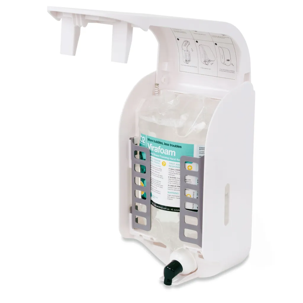 Product Image - Virafoam - Dispenser - White CH700108 - Manual Push Foaming Hand Sanitiser Dispenser - High Capacity, Low Servicing (2).webp
