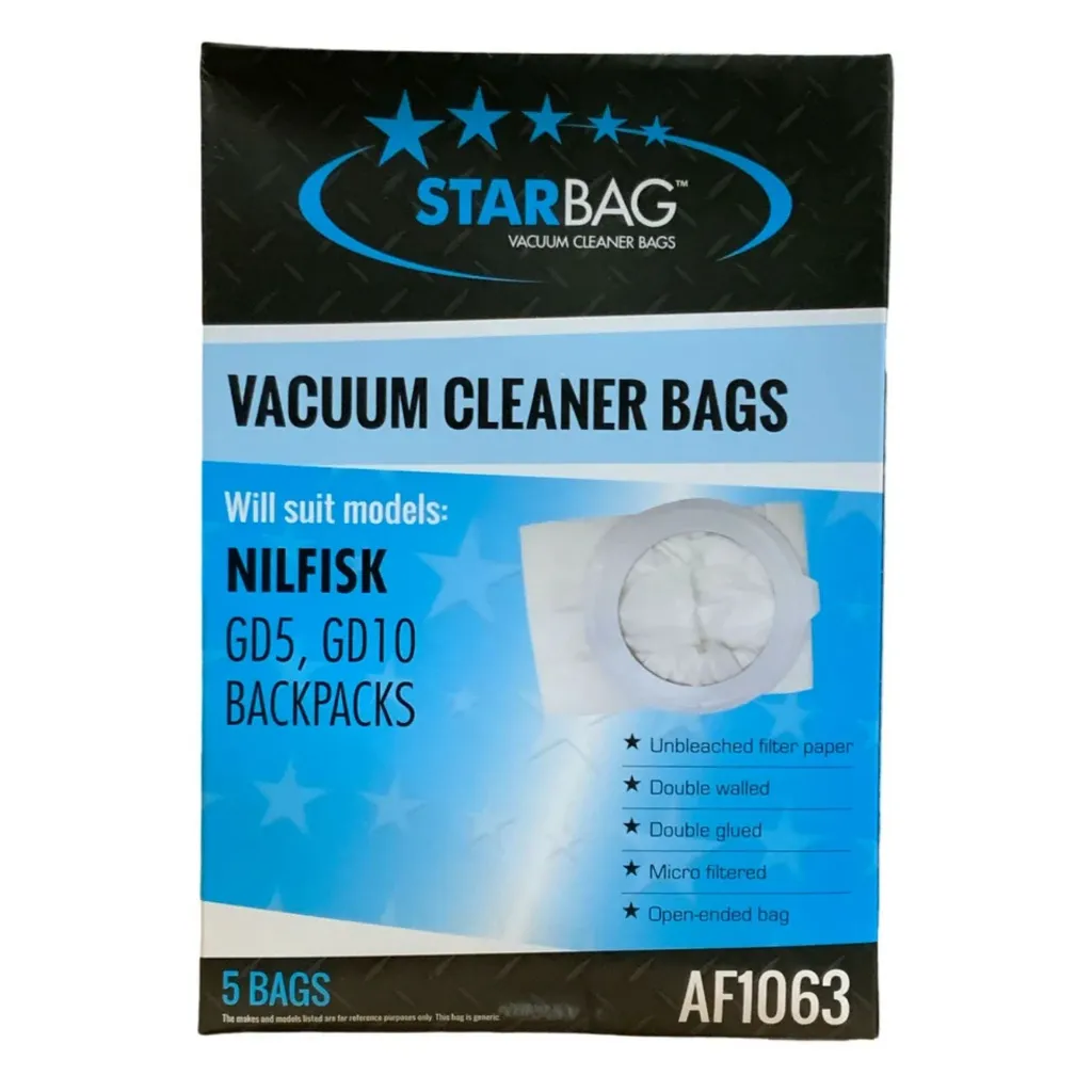 Product Image - AF1063 - Starbag AF1063 Disposable Paper Dust Bags - Nilfisk GD5 Standard (2).webp