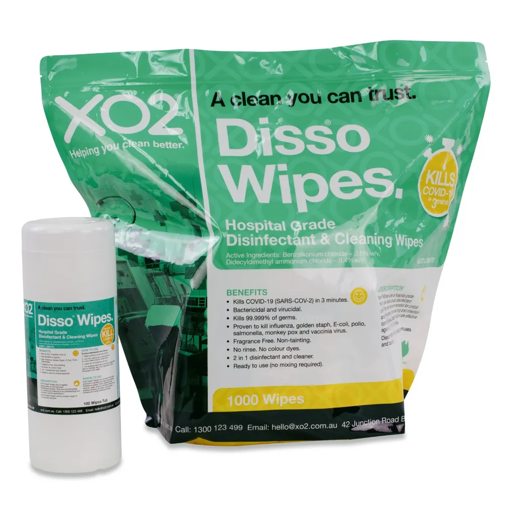 Product Image - CH250500 - Disso® Wipes - Hospital-Grade Surface Sanitising Disinfectant & Cleaning Wipes - Kills COVID-19, TGA Listed.webp