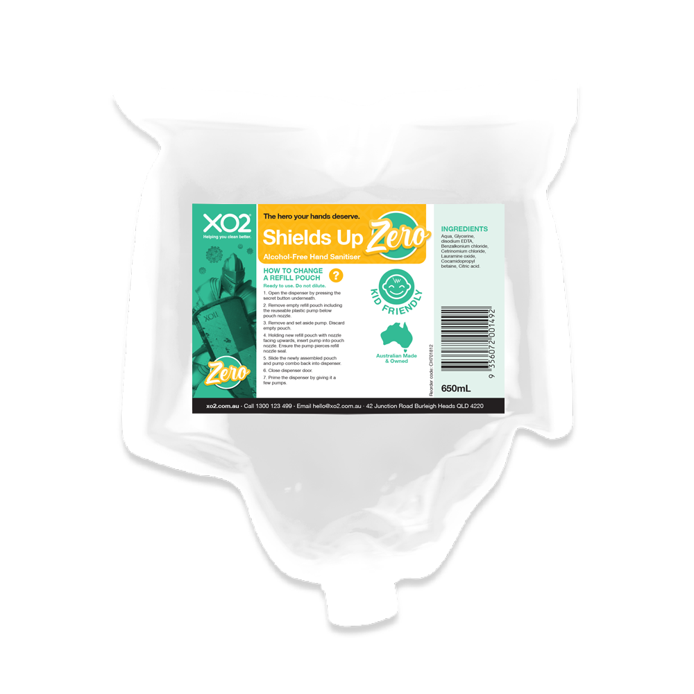 XO2® 'Shields Up Zero' Alcohol Free Hand Sanitiser Starter Kit