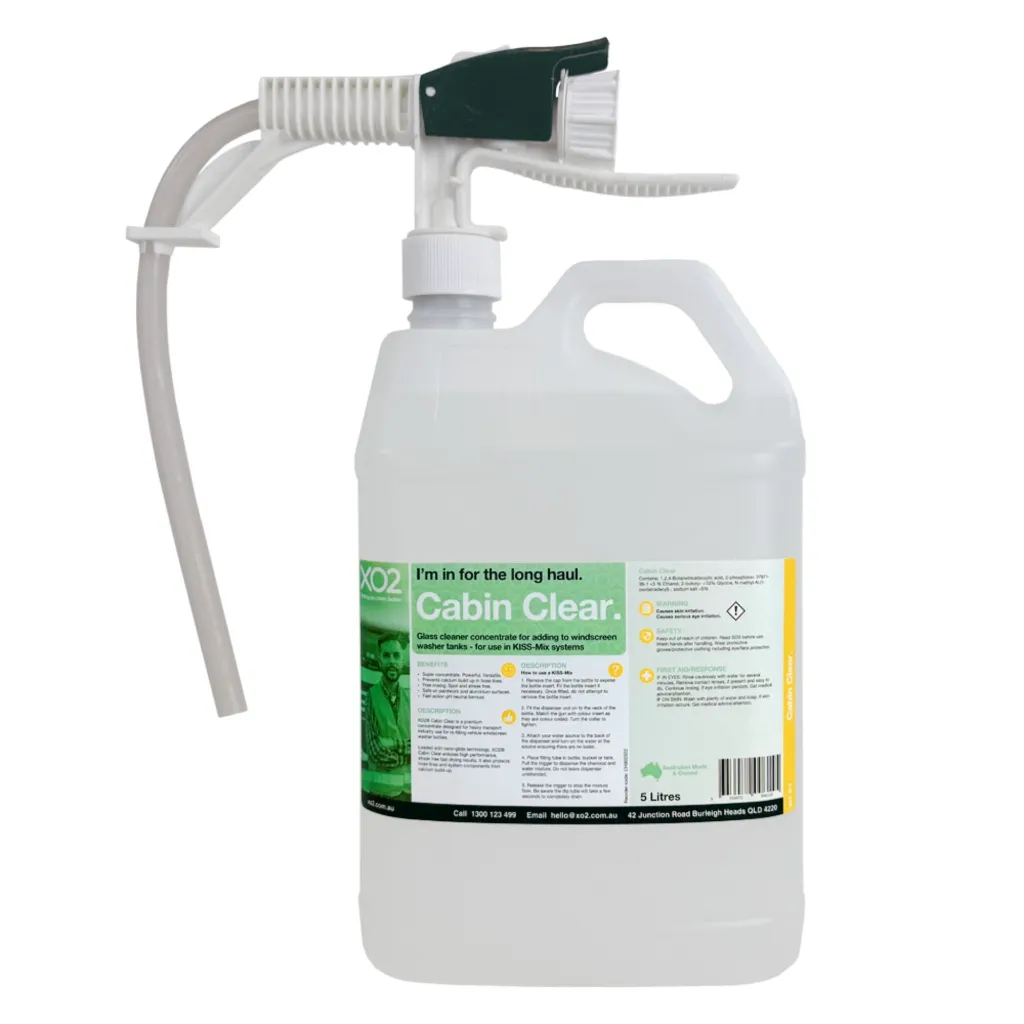 Product Image - CH902342 - Cabin Clear - 5L with Kiss Mix Connector - Windscreen Wiper Cleaner & System Treatment Concentrate.webp