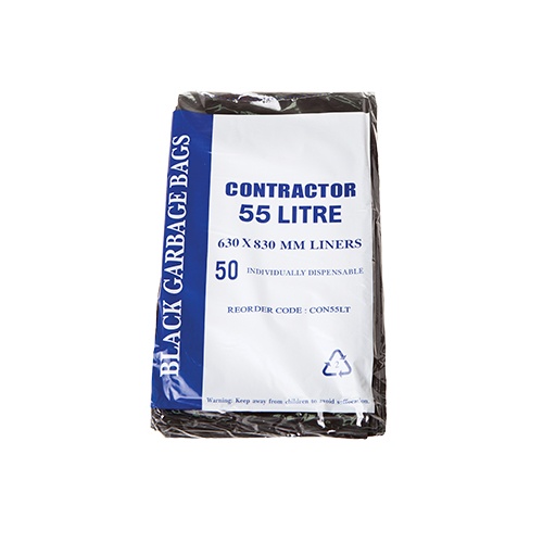 54L/55L Black Garbage Bags - All Purpose Heavy Duty (CON55LT)