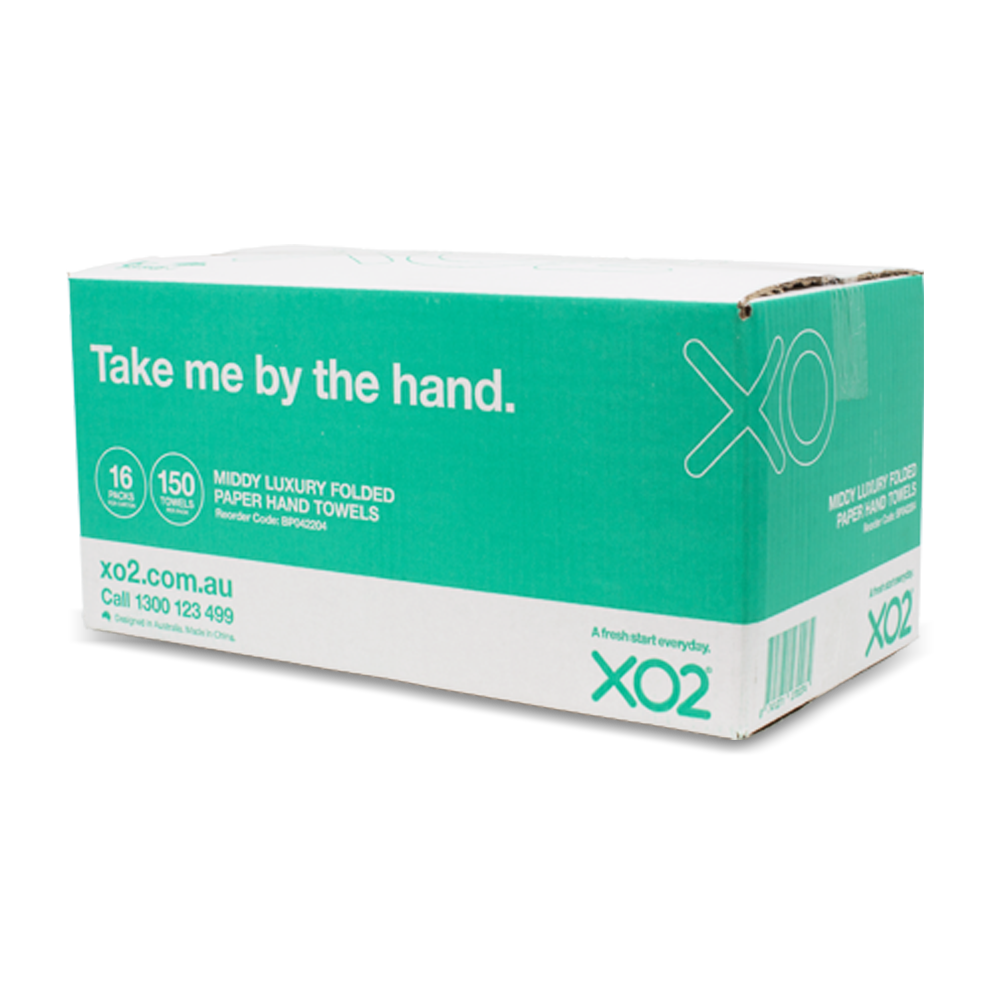 XO2® Middy Luxury Folded Paper Hand Towels - Carton View