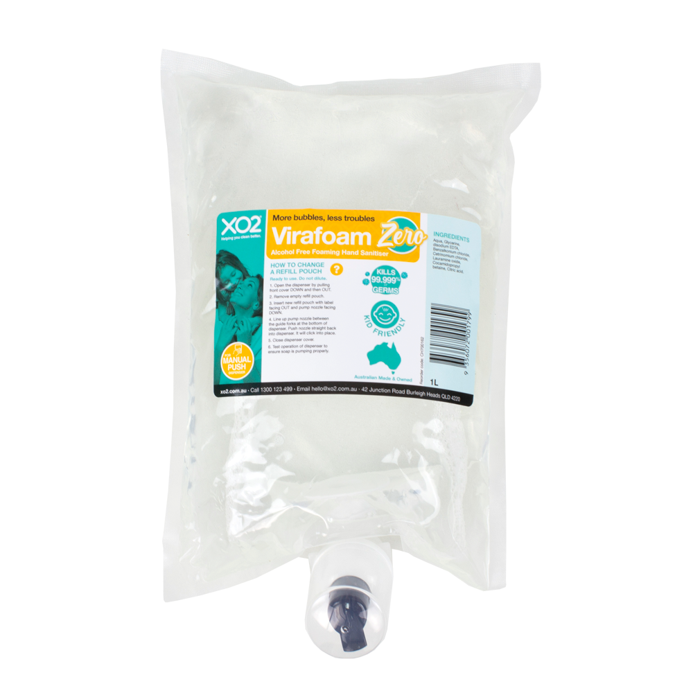 'Virafoam Zero' Alcohol-Free Foaming Hand Sanitiser Starter Kit - Manual Push