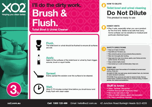 Brush & Flush - Toilet Bowl & Urinal Cleaner & Stain Remover