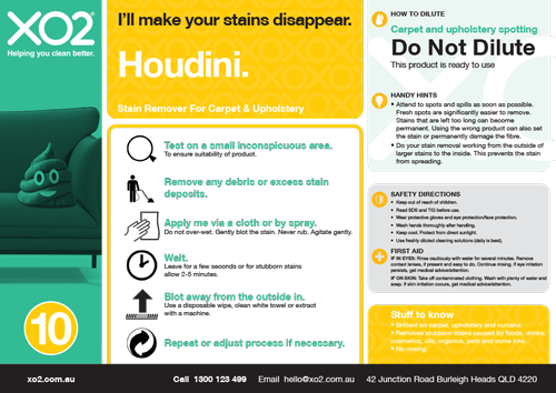 Houdini - The Amazing Stain Remover For Carpet & Upholstery