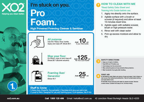 Pro Foam - Heavy Duty Foaming Cleaner, Degreaser & Sanitiser Concentrate