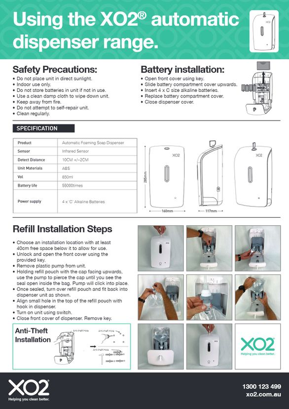 Using the XO2 automatic hand hygiene dispenser range.