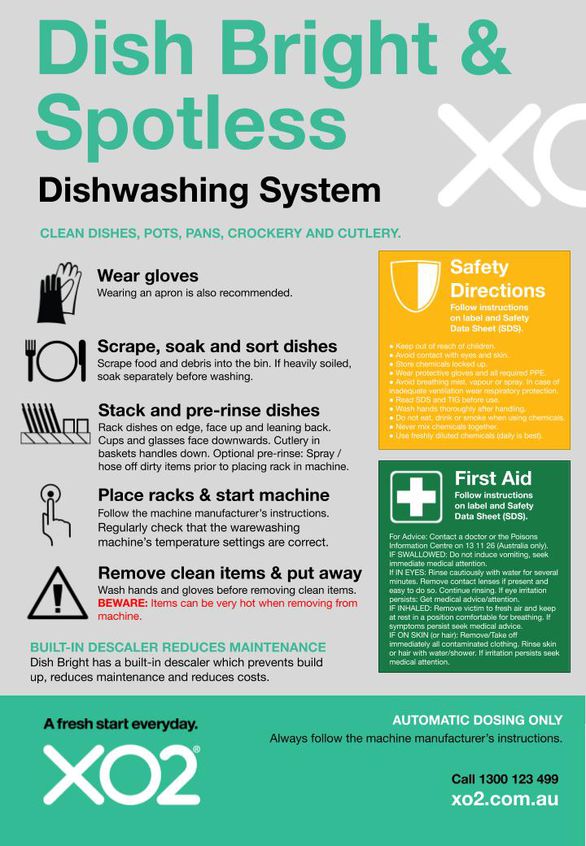 XO2 Kitchen Wall Chart - Product - Dish Bright & Spotless - Dishwashing