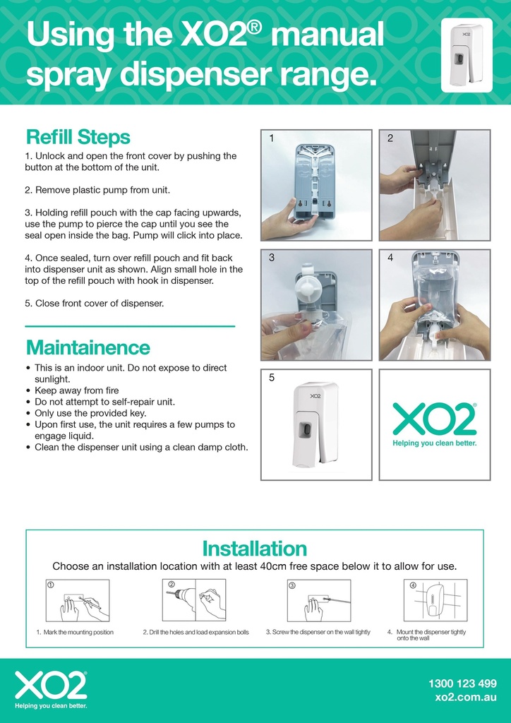 Using the XO2 manual spray dispenser