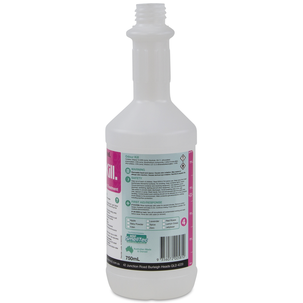 750ml Odour Kill Labelled Empty Bottle - Refillable & Recyclable