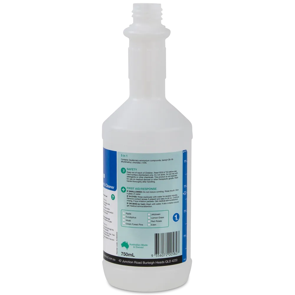 750ml 5 in 1 Labelled Empty Bottle - Refillable & Recyclable
